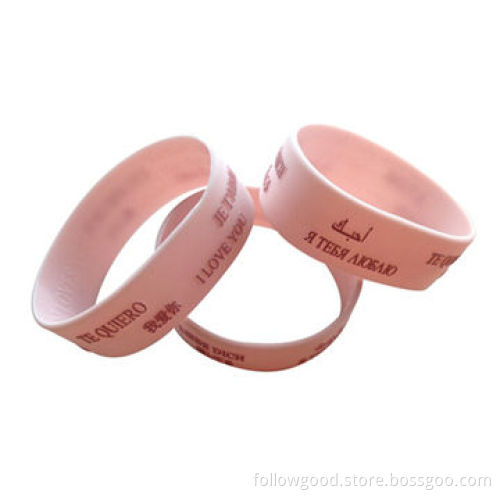 Pink Large Size Silicone Wristband for Couple, 25mm Width